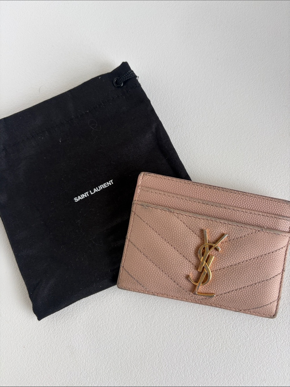 Authentic Saint Laurent YSL Card Holder | Blush Pink | Gold Logo